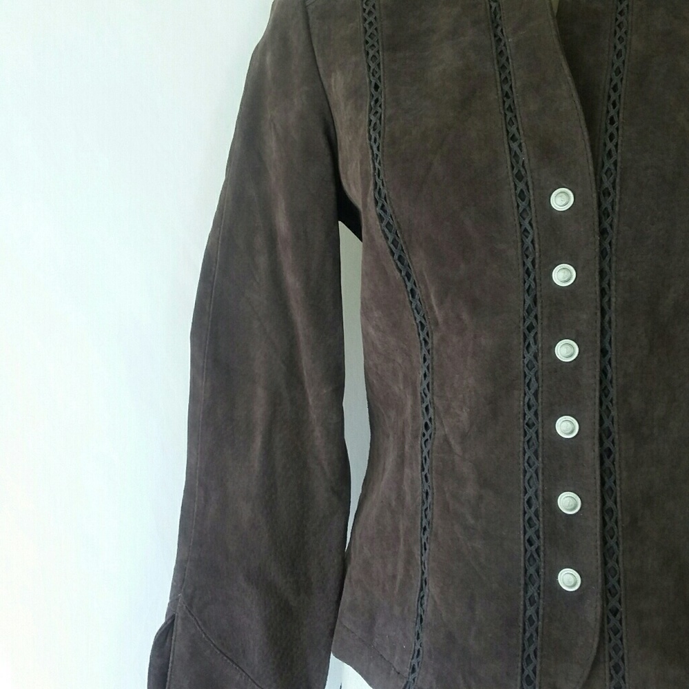 AMI 100% Leather Jacket Woven Accents
